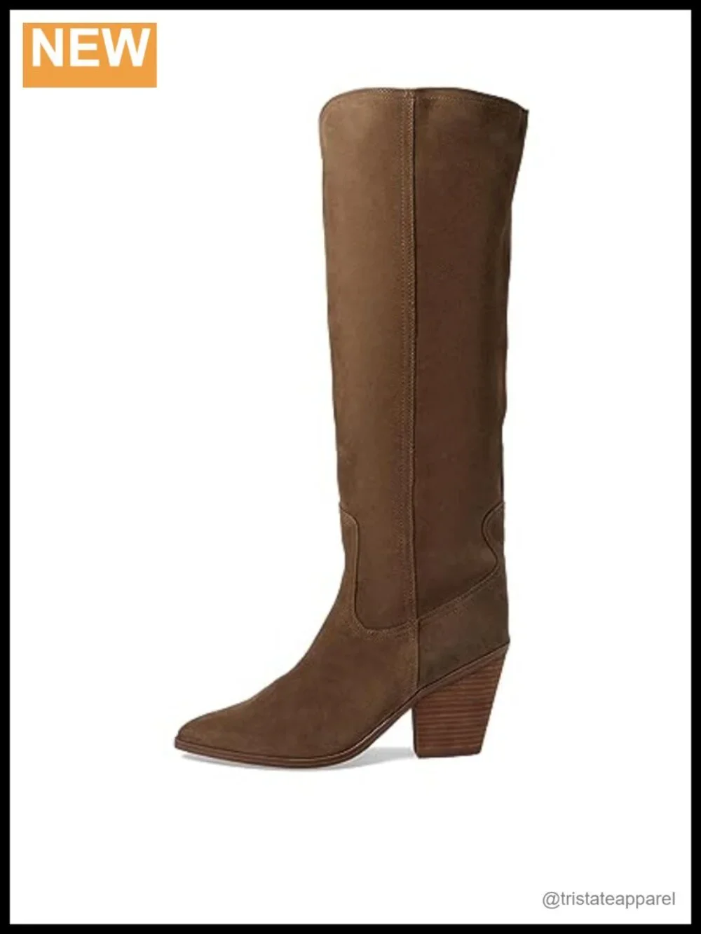 Waterproof Leather Knee-High Western Boots Block Heel Zip